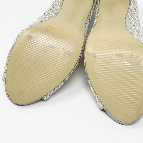 Enzo Angiolini Womens Silver Textile Upper Stiletto Peep toe Slip on Pump 7.5 - Picture 10 of 13